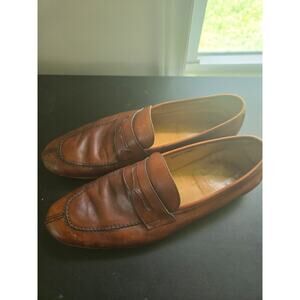 Santos by Carlos Santos pennyloafers brown leather mens size 9 us 8387